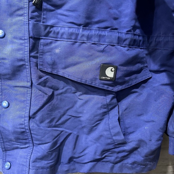 Vintage Carhartt Men 2XL Blue Anorak Rain Jacket Coat Mesh Lined Workwear - Picture 4 of 15